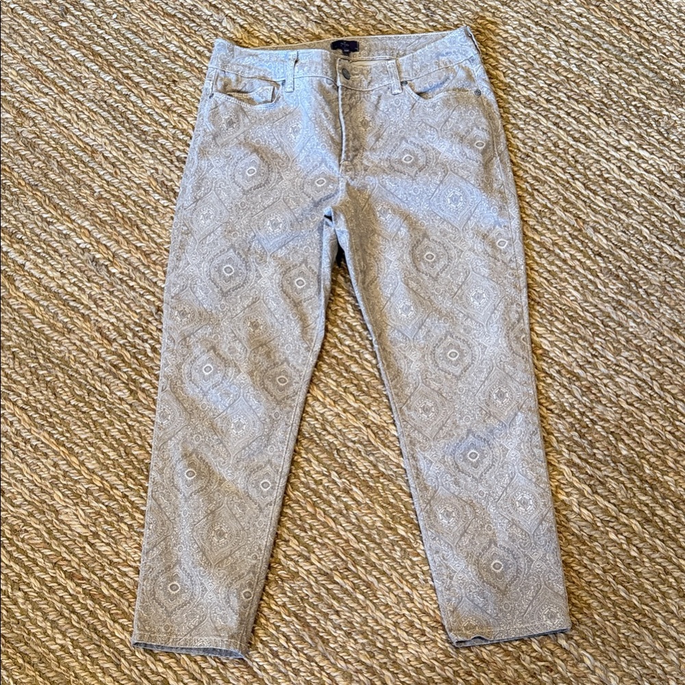 NYDJ Light Tan Stretch Patterned Ankle Jeans